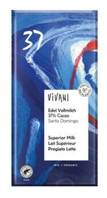 Vivani 6x Edel Vollmilch Schokolade 37% Cacao Santo Domingo 100g