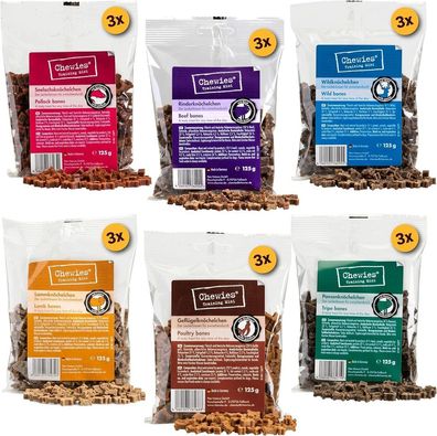 Chewies Hundeleckerli Mix-Paket, Training Mini Knöchelchen 18 x 125 g für Hunde - ...