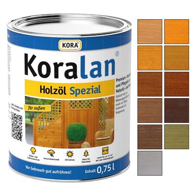 KORA Koralan Holzoel Spezial - 0.75 LTR Pflegeöl AUF Wasserbasis Farbwahl