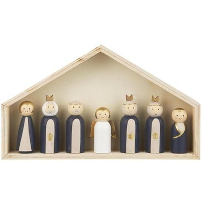 IB Laursen Weihnachtskrippe mit 7 Holzfiguren, 92098-00 1 Set