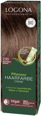 Logona 3x Pflanzen Haarfarbe Creme 230 maronenbraun 150ml