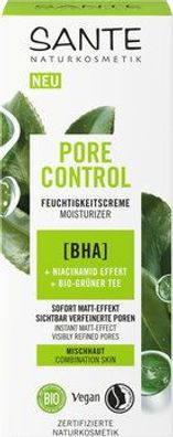 Sante 6x Pore Control Feuchtigkeitscreme mit BHA, Niacinamid Effekt & Bio-Grüner