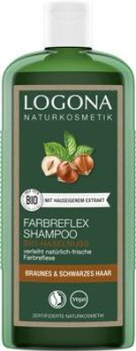 Logona 3x Farbreflex Shampoo Bio-Haselnuss Braunes und Schwarzes Haar 250ml