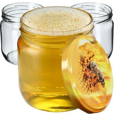 KADAX Marmeladengläser 425ml, Einmachgläser (Biene / 6 Stück)