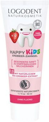 Logona 3x Logodent HAPPY KIDS Erdbeer Zahngel 50ml