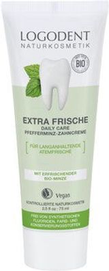 Logona 3x Logodent EXTRA Frische daily care Pfefferminz Zahncreme 75ml