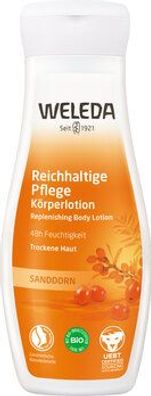 Weleda 6x WELEDA Reichhaltige Pflege Körperlotion Sanddorn 200ml