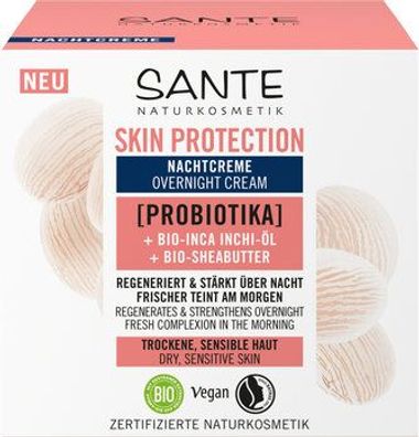Sante 6x Skin Protection Nachtcreme mit Probiotika, Bio-Inca Inchi-Öl & Bio-Sheab...