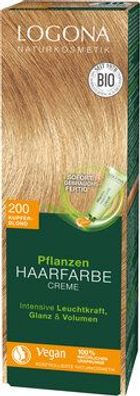 Logona 3x Pflanzen Haarfarbe Creme 200 kupferblond 150ml