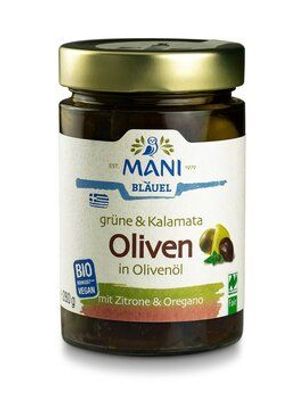 MANI® 3x MANI Grüne & Kalamata Oliven in Olivenöl, bio, NL Fair 280g