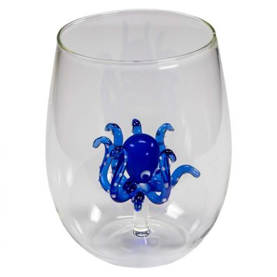 Handgemachtes Trinkglas mit Octopus im Glas Mundgeblasen Unikat Handmade