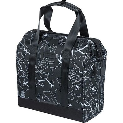 BASIL Shoppingtasche "Grand Bicycle Shop 600D Polyester, schwarz mit Blumenmotiven