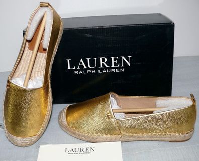 Ralph Lauren 802824737001 Espadrilles Cameryn Schuhe Echt Leder Sneaker 39 Gold