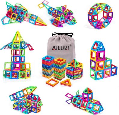 AILUKI Magnetische Bausteine 109 Stück DIY Kreative 3D Bauklötze Set für Kinder