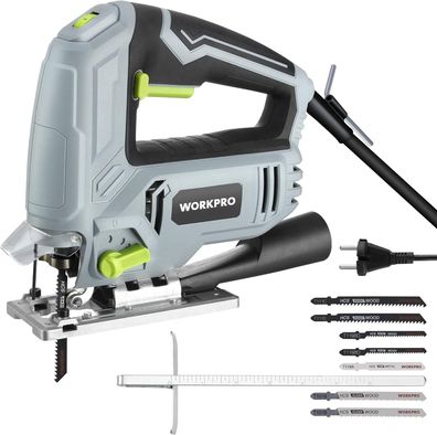 Workpro Stichsäge 600W, 3000 SPM mit 6 Geschwindigkeiten & 4 Orbitalpositionen