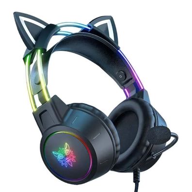 Gaming Kopfhörer Onikuma X15 PRO Gaming Headset Cat (Schwarz) Over-Ear