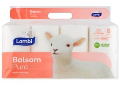Lambi, Balsam Pure, Papier toaletowy, 8 rolek (HIT)