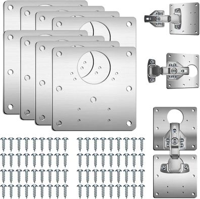 8er-Pack Reparaturplatten fér Kéchenscharniere, Scharnierreparaturclips mit Löchern,