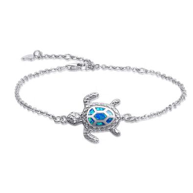 Blaues Opal-Schildkröten-Armband, Sterling-Silber-Armband, Damenschmuck, neue Edition