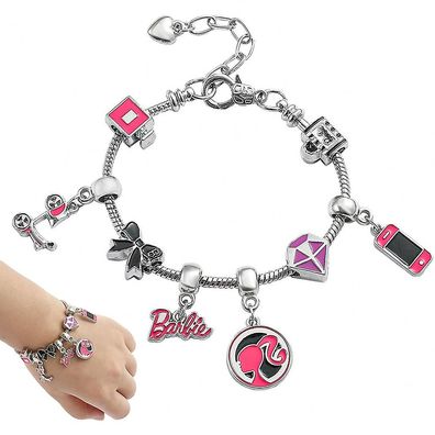 Barbie-Charm-Armband fér Damen und Mädchen, rosa, séßer Barbie-Anhänger
