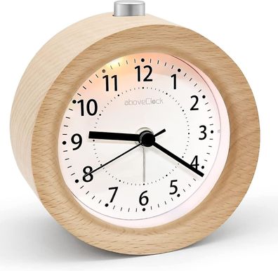 Wecker Analog Ohne Ticken, Wecker Holz Mit Snooze, Retro Wecker Tischuhr Mit Nachtlic