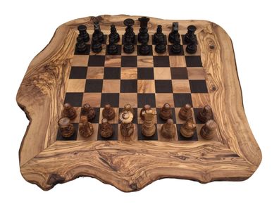 Exklusive Schachspiel rustikal, Schachbrett Gr. wählbar M/ L/ XL inkl. Schachfiguren