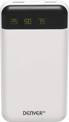 Denver Powerbank PBA12000 mit 2 USB-Anschlüssen Ladegerät Akku weiß