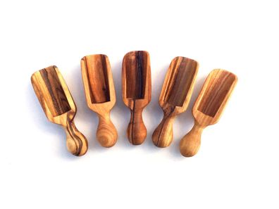 5er Set Mini Salzschaufel 6 cm Gewürzschaufel Holzschaufel, aus Olivenholz