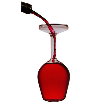Verkehrtes Weinglas Upside Down Wein Trinkglas kopfüber umgedrehtes Glas
