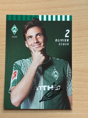 Olivier Deman SV Werder Bremen Autogrammkarte original signiert #S8602