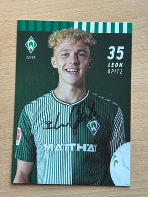 Leon Opitz SV Werder Bremen Autogrammkarte original signiert #S8622