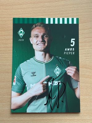 Amos Pieper SV Werder Bremen Autogrammkarte original signiert #S8605