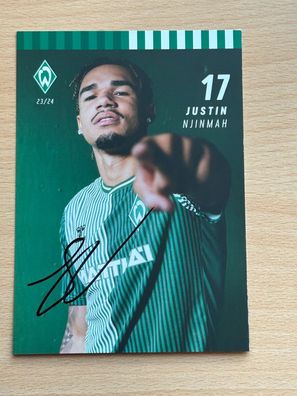 Justin Njinmah SV Werder Bremen Autogrammkarte original signiert #S8613