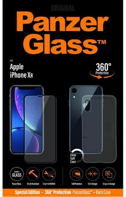 Panzerglass Displayschutzglasfolie Silikonhülle für Apple iPhone XR klar