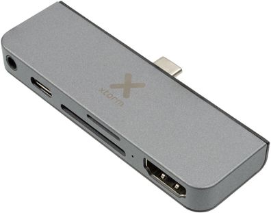 Xtorm USB-C Hub 5-in-1 Adapter Verteiler USB-C HDMI Cardreader Dockingstation silber