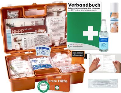 Verbandkasten (K) ARR. DIN 13157 DSGVO + Hygienespray, Notfallbeatmung, Sprühpflaster