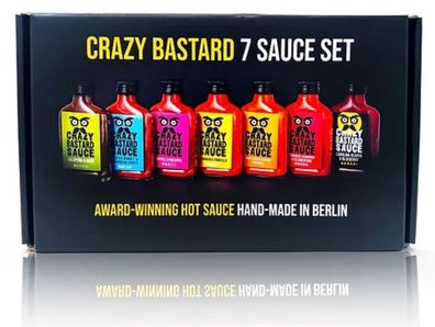 Crazy Bastard Sauce, 7 Sauce Set (Alle Sorten), 7 x 100 ml