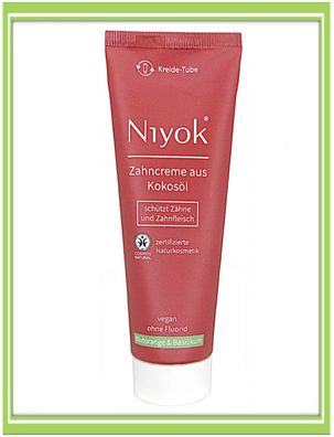 Niyok Zahncreme Zahnpasta ohne Fluorid Blutorange & Basilikum 75ml |€60, -/ L