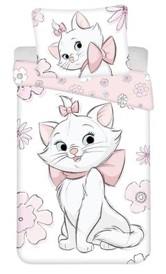 Disney Kinder Wendebettwäsche Marie Cat Katze Blumen Schleife Baby Kätzchen Bett