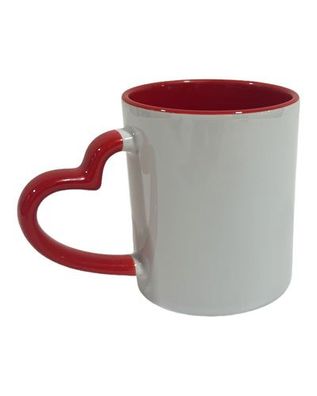 Keramiktasse mit Herzgriff in Rot