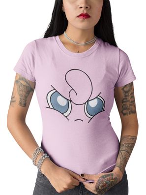 Damen Bio Baumwolle T-Shirt Pokemon Pummeluff Jigglypuff sauer