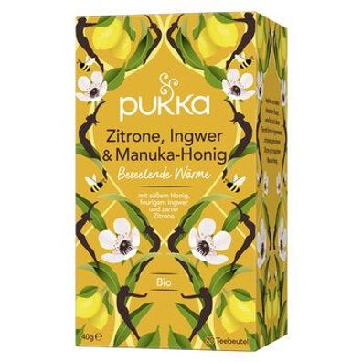Pukka 6x Pukka Bio Tee Zitrone, Ingwer & Manuka-Honig 20x2g