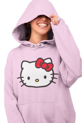 Bio Damen Hoodie Kapuzenpullover Hello Kitty Japan Katze Miau Cute Cat