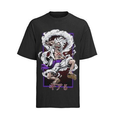 Herren T-Shirt Bio Baumwolle Anime One Piece Gear 5 Monkey D. Luffy Piraten