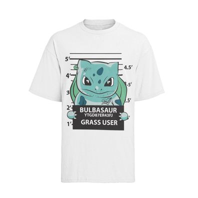 Anime Bio Baumwolle Herren Shirt Pokemon Funny Bisasam Verbrecher Foto