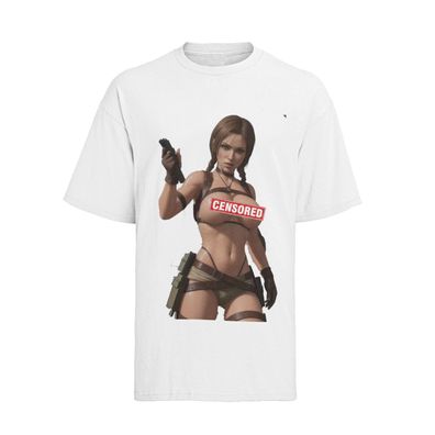 Anime Retro Bio Baumwolle Herren T-Shirt Tomb Raider Lara Croft Hentai Gir