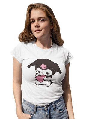 Bio Baumwolle Damen T-Shirt für Hello kitty Anime süße cute Kuromi