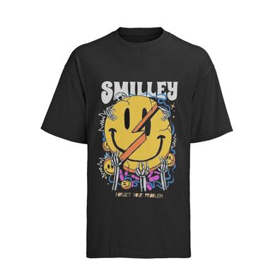 Herren T-Shirt Bio Baumwolle smile face happy life gamer street outfit funny