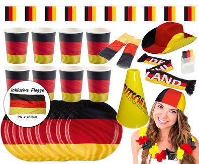 Großes Deutschland Fan-Set (26-teilig) EM WM anfeuern schwarz rot gold Fußallparty