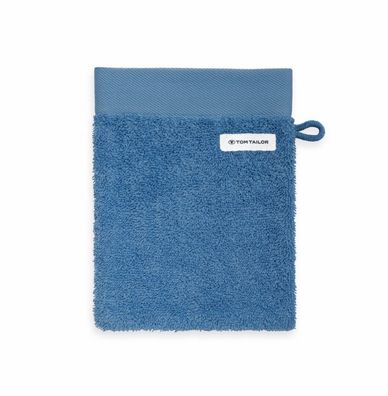 Tom Tailor Waschhandschuh Waschlappen Blau 16 x 21 cm Frottier Baumwolle